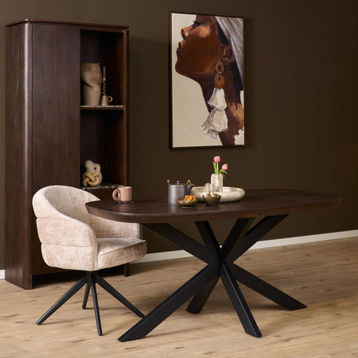 Deens ovale eettafel Madison Bruin Poot Zwart Mangohout 160 cm