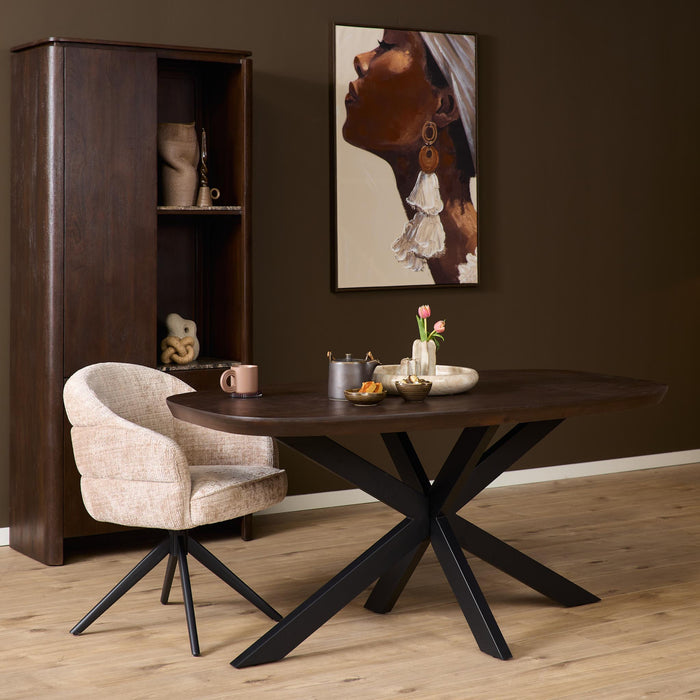 Deens ovale eettafel Madison Bruin Poot Zwart Mangohout 160 cm