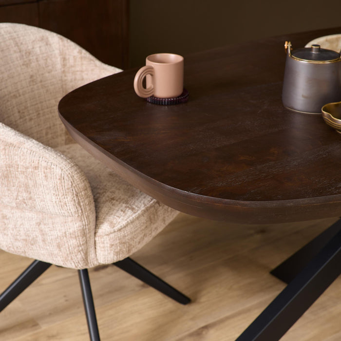 Deens ovale eettafel Madison Bruin Poot Zwart Mangohout 200 cm