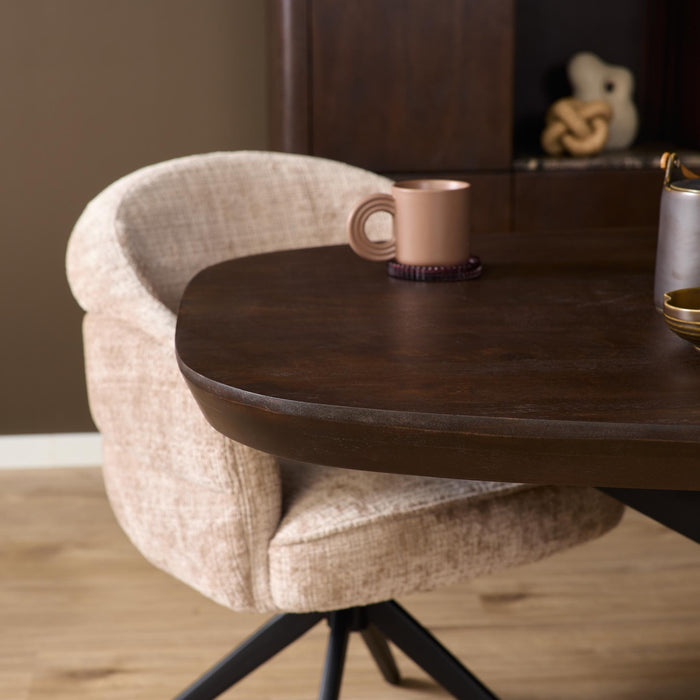 Deens ovale eettafel Madison Bruin Poot Zwart Mangohout 240 cm