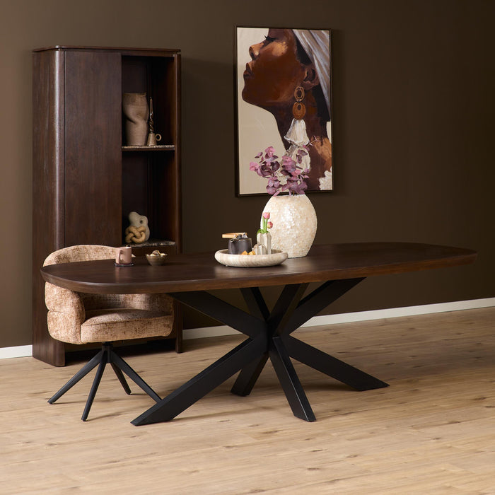 Deens ovale eettafel Madison Bruin Poot Zwart Mangohout 280 cm