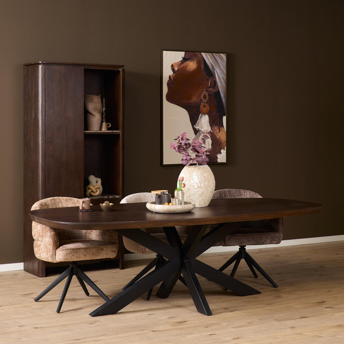 Deens ovale eettafel Madison Bruin Poot Zwart Mangohout 200 cm