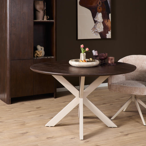 Ronde eettafel Madison Bruin Poot Zand Mangohout 130 cm