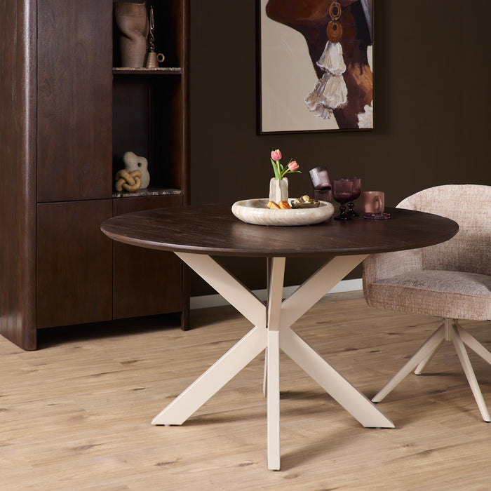 Ronde eettafel Madison Bruin Poot Zand Mangohout 130 cm