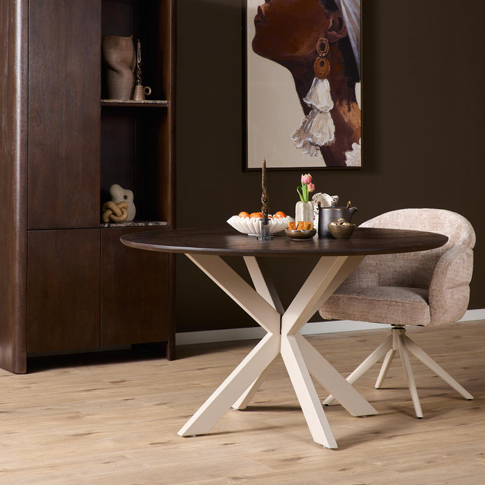 Ronde eettafel Madison Bruin Poot Zand Mangohout 150 cm