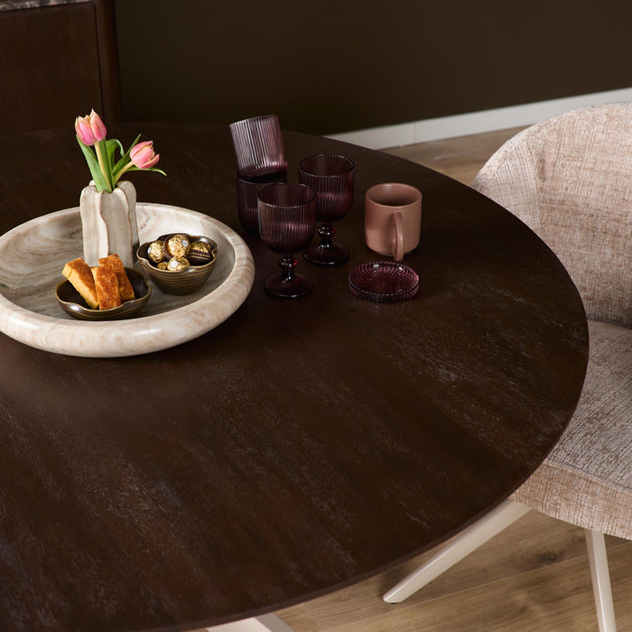 Ronde eettafel Madison Bruin Poot Zand Mangohout 110 cm