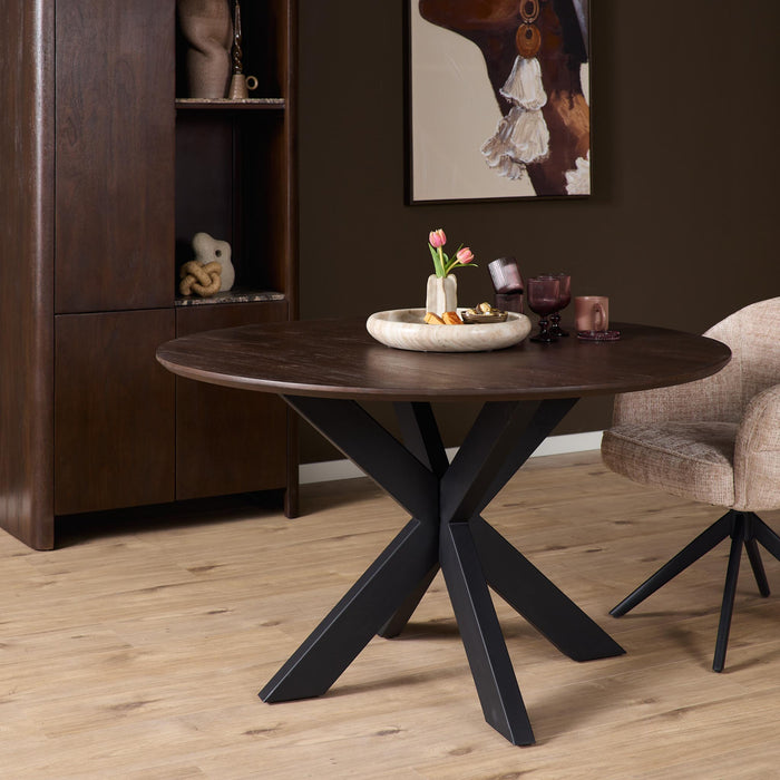 Ronde eettafel Madison Bruin Poot Zwart Mangohout 110 cm