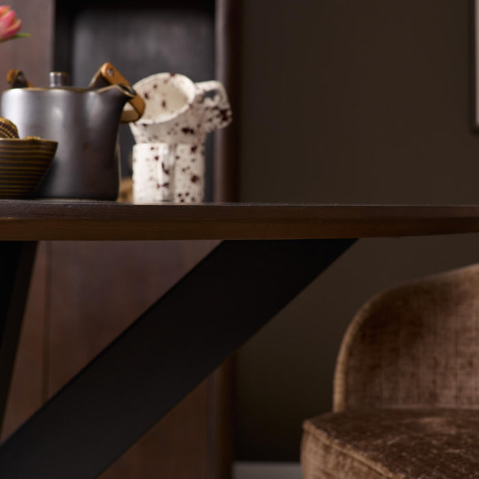 Ronde eettafel Madison Bruin Poot Zwart Mangohout 110 cm