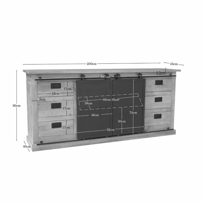 Dressoir Fresno Naturel Mangohout 200 cm