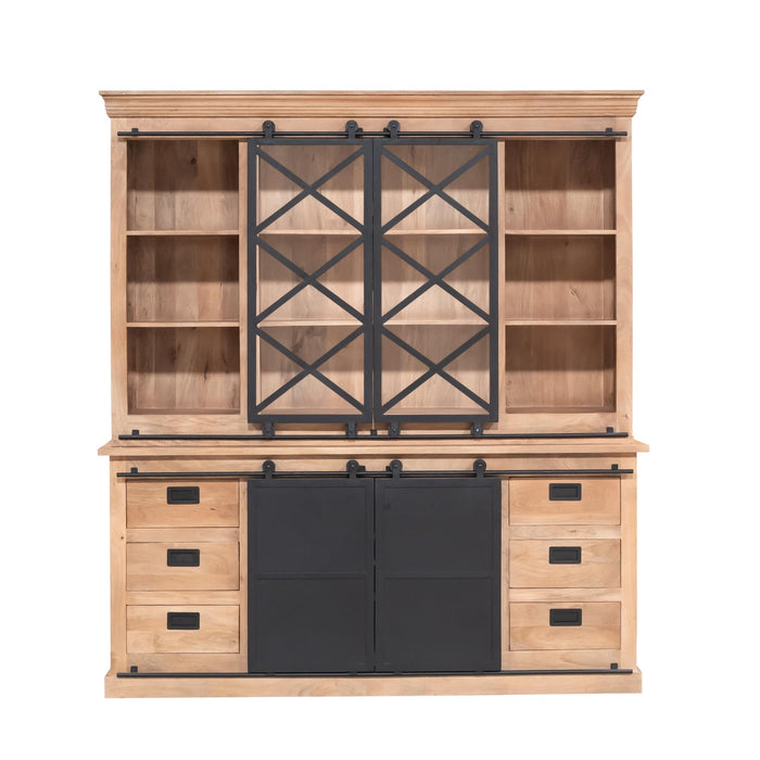 Vitrinekast Fresno Naturel Mangohout 200 cm