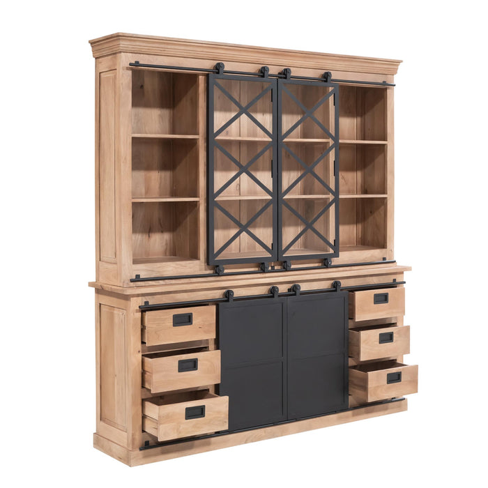 Vitrinekast Fresno Naturel Mangohout 200 cm