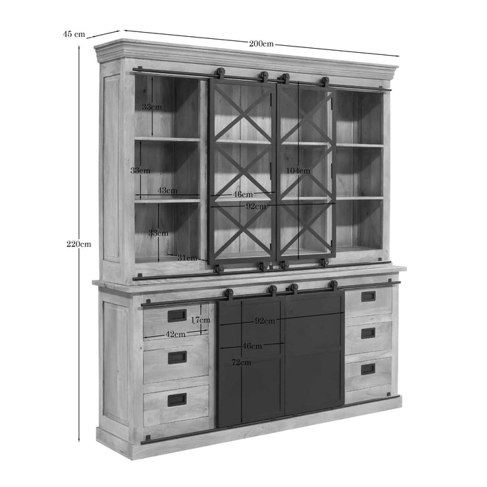 Vitrinekast Fresno Naturel Mangohout 200 cm