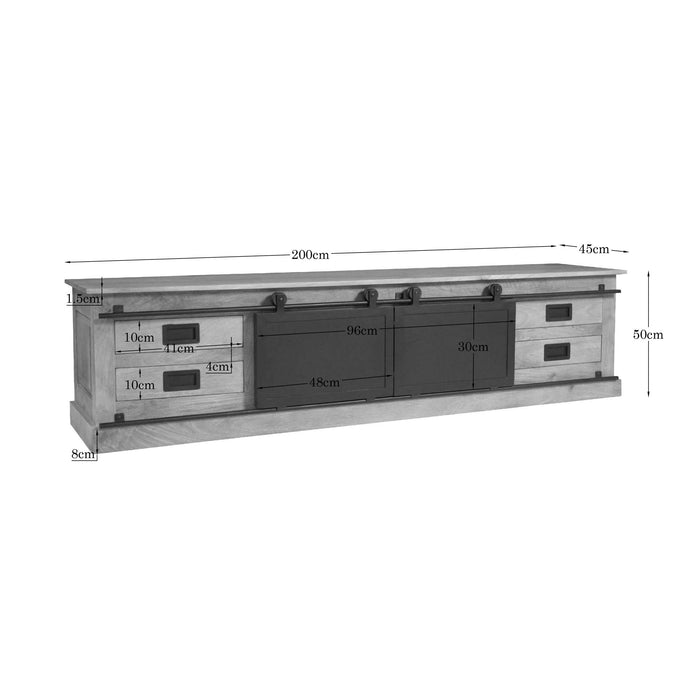 Tv meubel Fresno Naturel Mangohout 200 cm