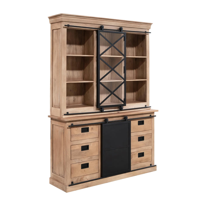 Vitrinekast Fresno Naturel Mangohout 160 cm