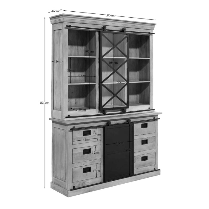 Vitrinekast Fresno Naturel Mangohout 160 cm