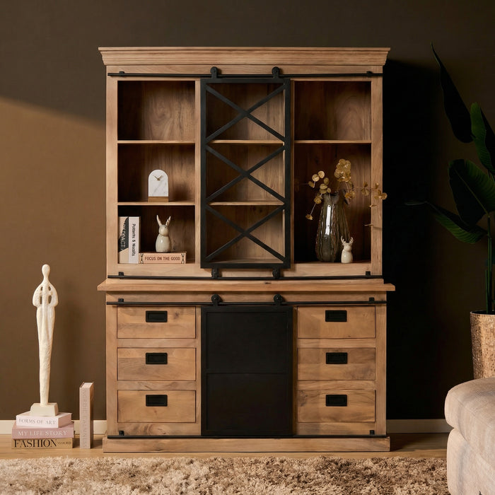 Vitrinekast Fresno Naturel Mangohout 160 cm