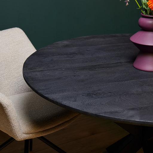 Ronde eettafel New York Zwart Mangohout 130 cm