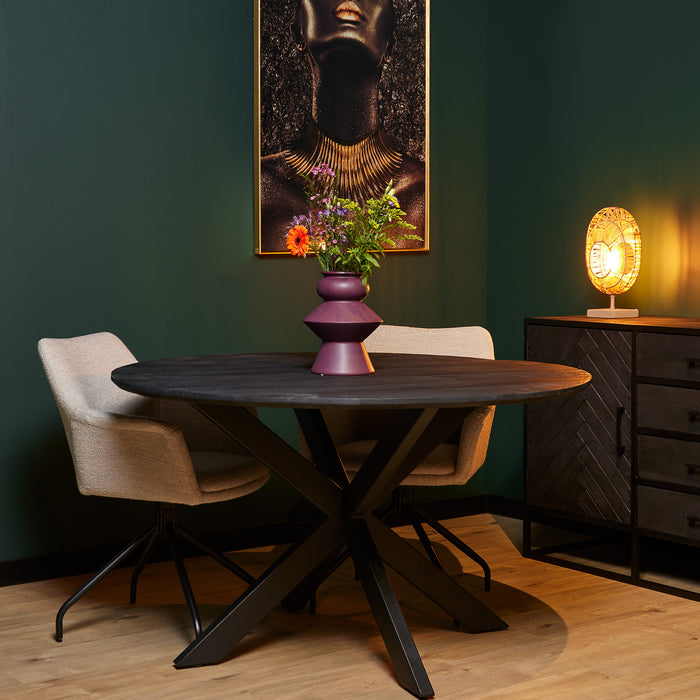 Ronde eettafel New York Zwart Mangohout 130 cm