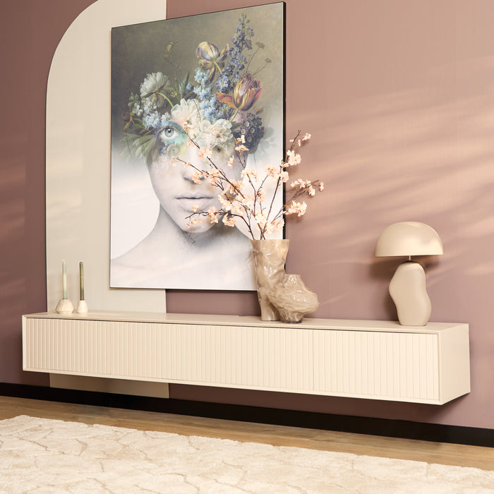 Zwevend tv meubel Madison Zand Mangohout 240 cm