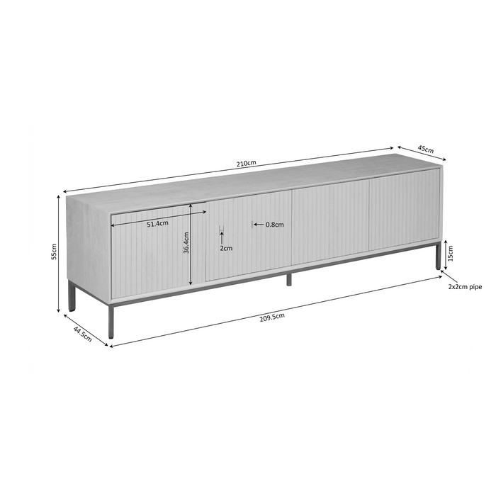 Tv meubel Madison Naturel Mangohout 210 cm