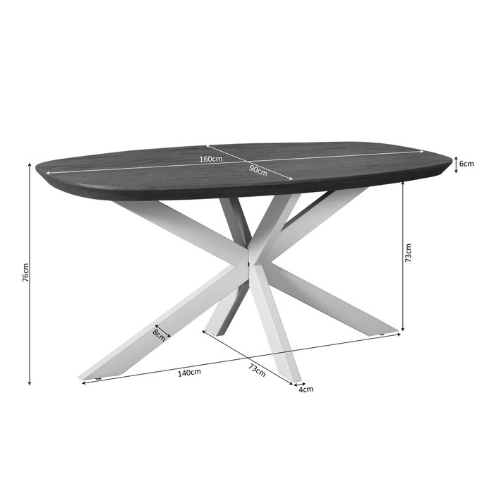 Deens ovale eettafel Madison Naturel Mangohout 160 cm
