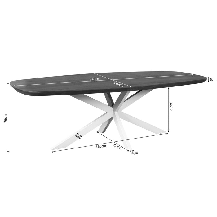Deens ovale eettafel Madison Naturel Mangohout 240 cm