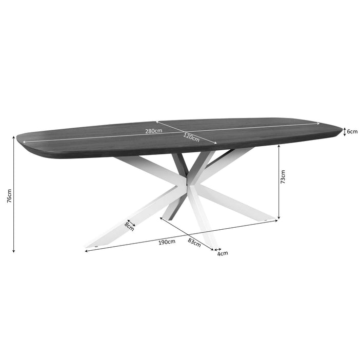 Deens ovale eettafel Madison Naturel Mangohout 280 cm