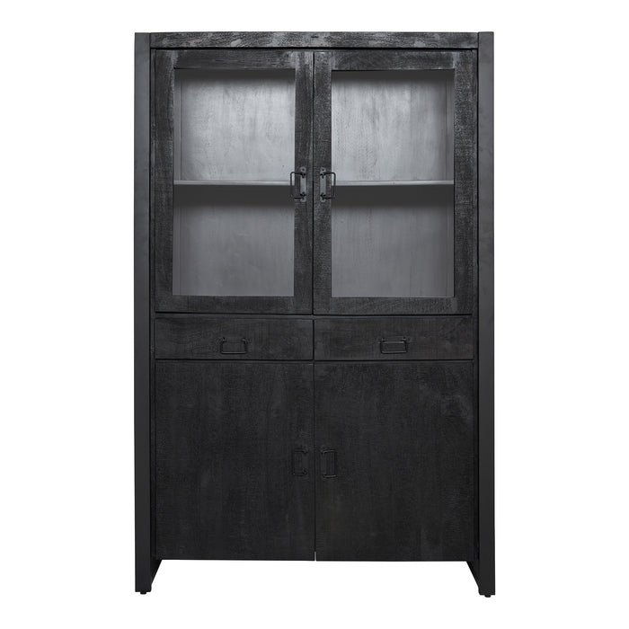 Vitrinekast Boaz Zwart Mangohout 115 cm