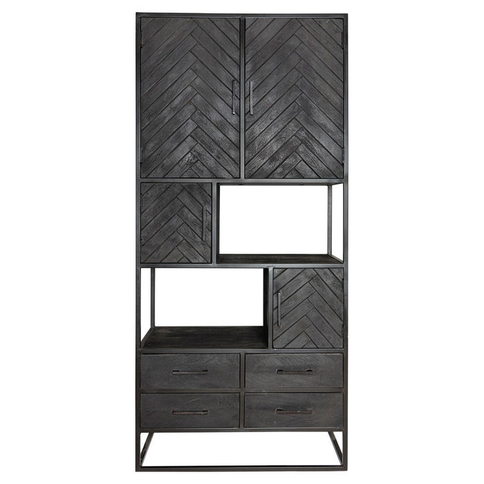 Vakkenkast New York Zwart Mangohout 90 cm