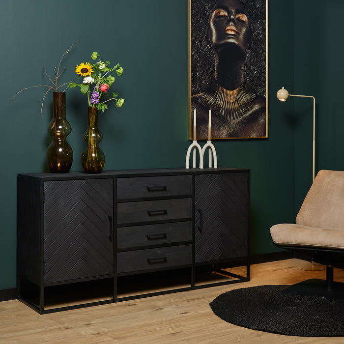 Dressoir New York Zwart Mangohout 165 cm