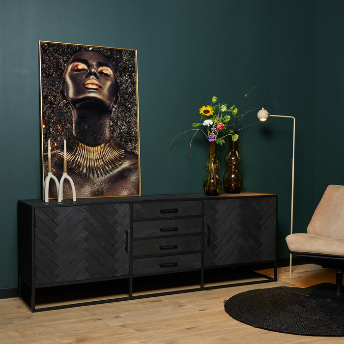Dressoir New York Zwart Mangohout 210 cm