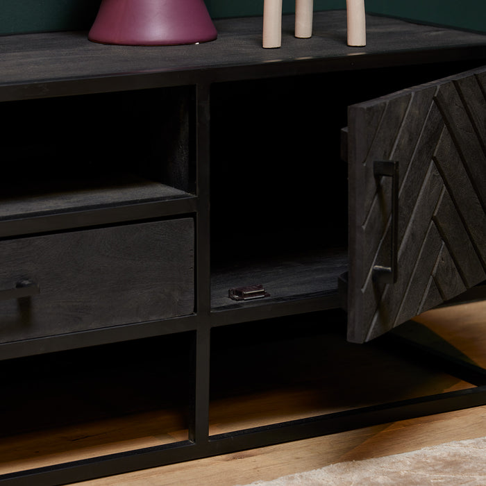 Tv meubel New York Zwart Mangohout 165 cm