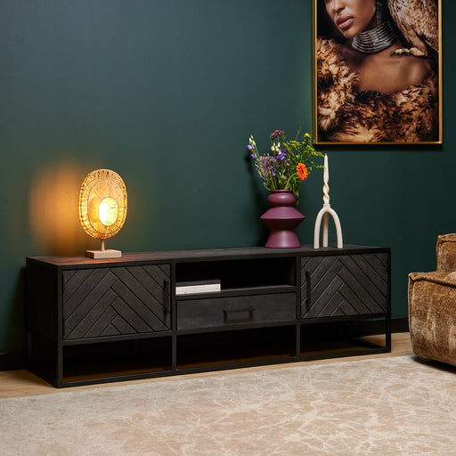 Tv meubel New York Zwart Mangohout 165 cm