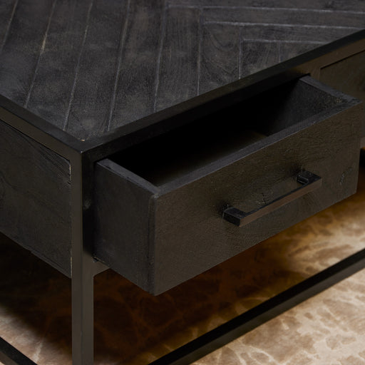 Vierkante salontafel New York Zwart Mangohout 80 cm