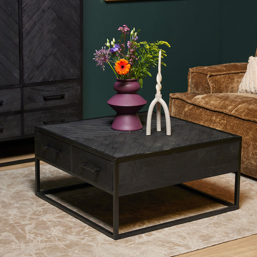 Vierkante salontafel New York Zwart Mangohout 80 cm