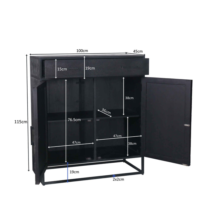 Kabinet New York Zwart Mangohout 100 cm
