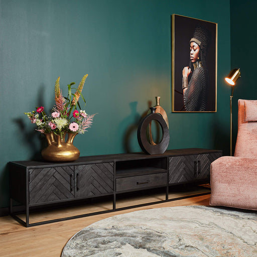 Tv meubel New York Zwart Mangohout 240 cm