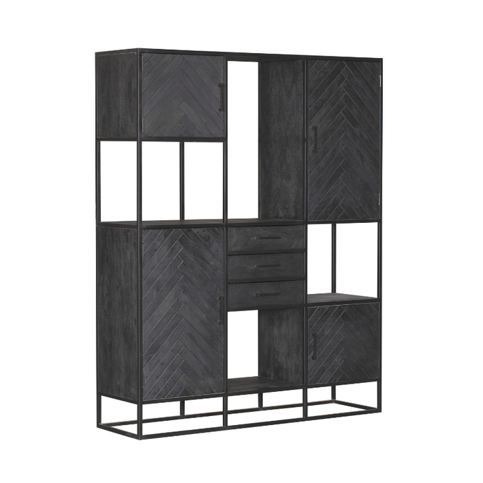 Vakkenkast New York XXL Zwart Mangohout 200 cm