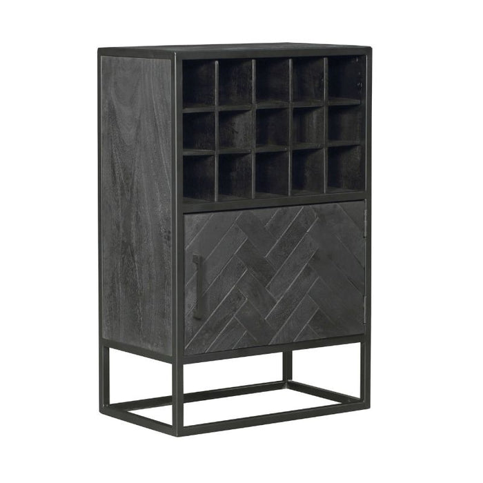 Wijnkast New York Zwart Mangohout 55 cm
