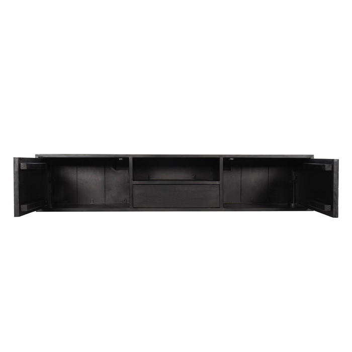 Zwevend tv meubel New York Zwart Mangohout 160 cm