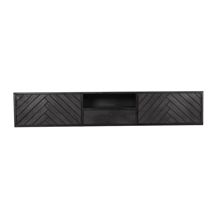 Zwevend tv meubel New York Zwart Mangohout 180 cm