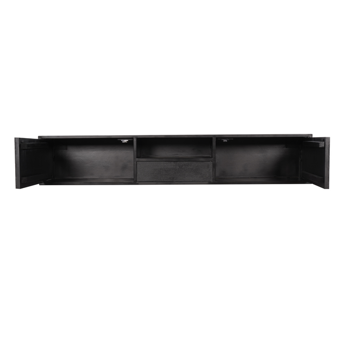 Zwevend tv meubel New York Zwart Mangohout 180 cm