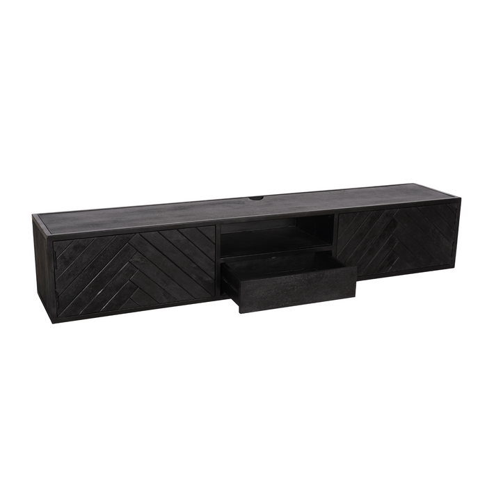 Zwevend tv meubel New York Zwart Mangohout 180 cm