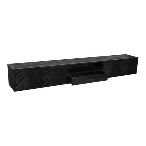Zwevend tv meubel New York Zwart Mangohout 280 cm