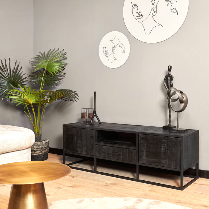 Tv meubel Denver Zwart Mangohout 145 cm