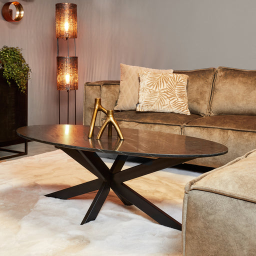 Ovale salontafel Faye Zwart Marmer 120 cm