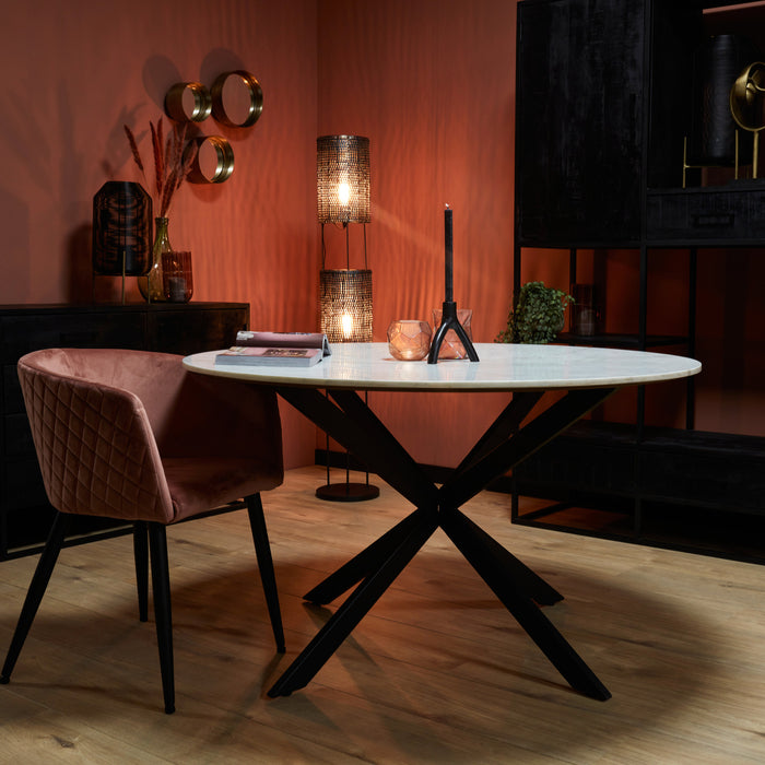 Ronde eettafel Lynn Wit Marmer 130 cm