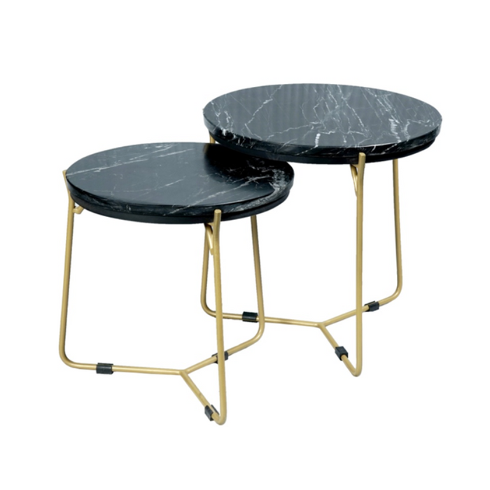Salontafel set Caly Zwart Marmer 45 cm