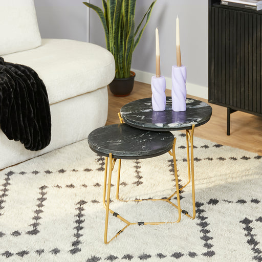 Salontafel set Caly Zwart Marmer 45 cm