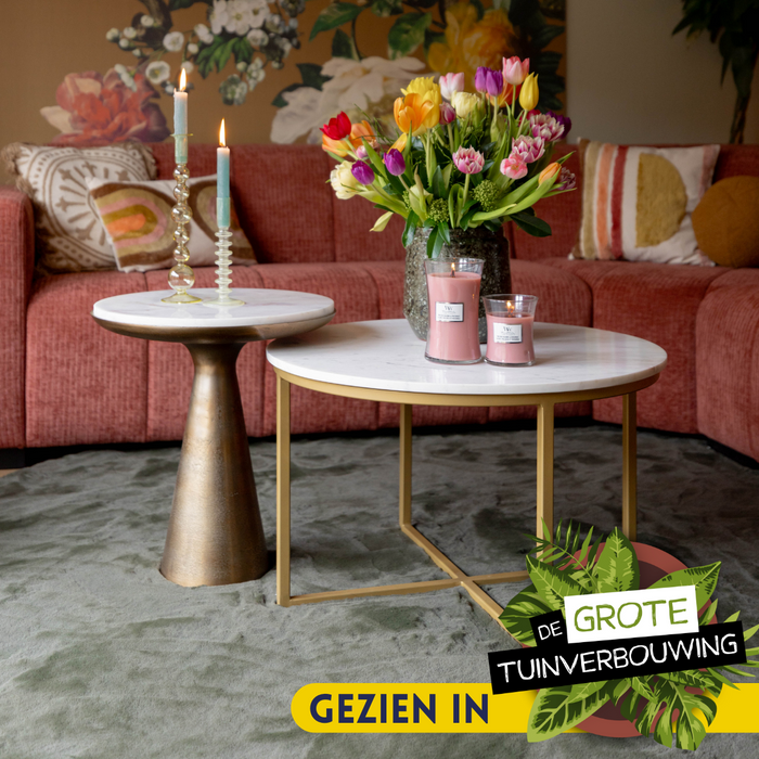 Bijzettafel Essy Wit Marmer/metaal 45 cm